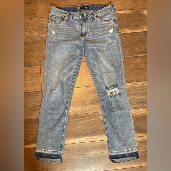 NWOT Kut from the Kloth Distressed Reese Ankle Straight Let Raw Hem Jeans Sz 4 - Picture 1 of 15